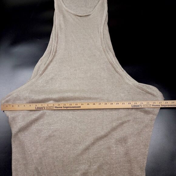 MAYA NEGRI Lagenlook Shapeless Sheer Knit Midi Dress Beachy Boho Taupe Large - Picture 3 of 7